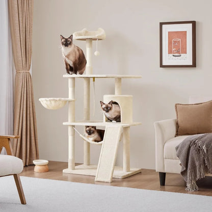 Extra Large Cat Tree Condo with Sisal-Covered Scratching Post & Plush Perch Hammock.