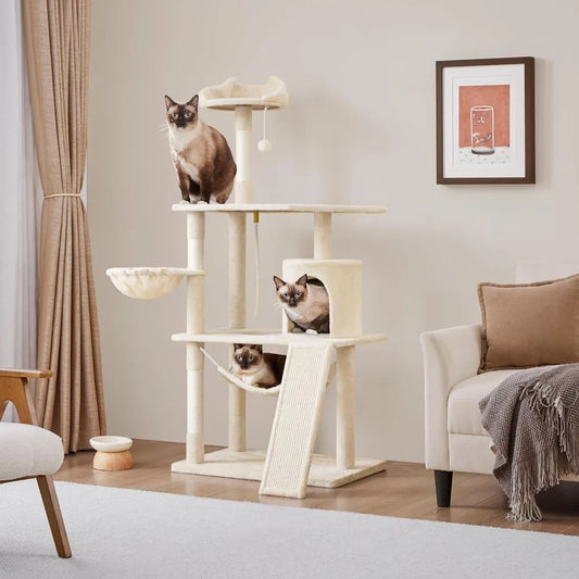 Extra Large Cat Tree Condo with Sisal-Covered Scratching Post & Plush Perch Hammock.