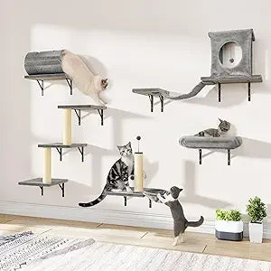 7-in-1 Wall Mounted Cat Climber Wall Playground
