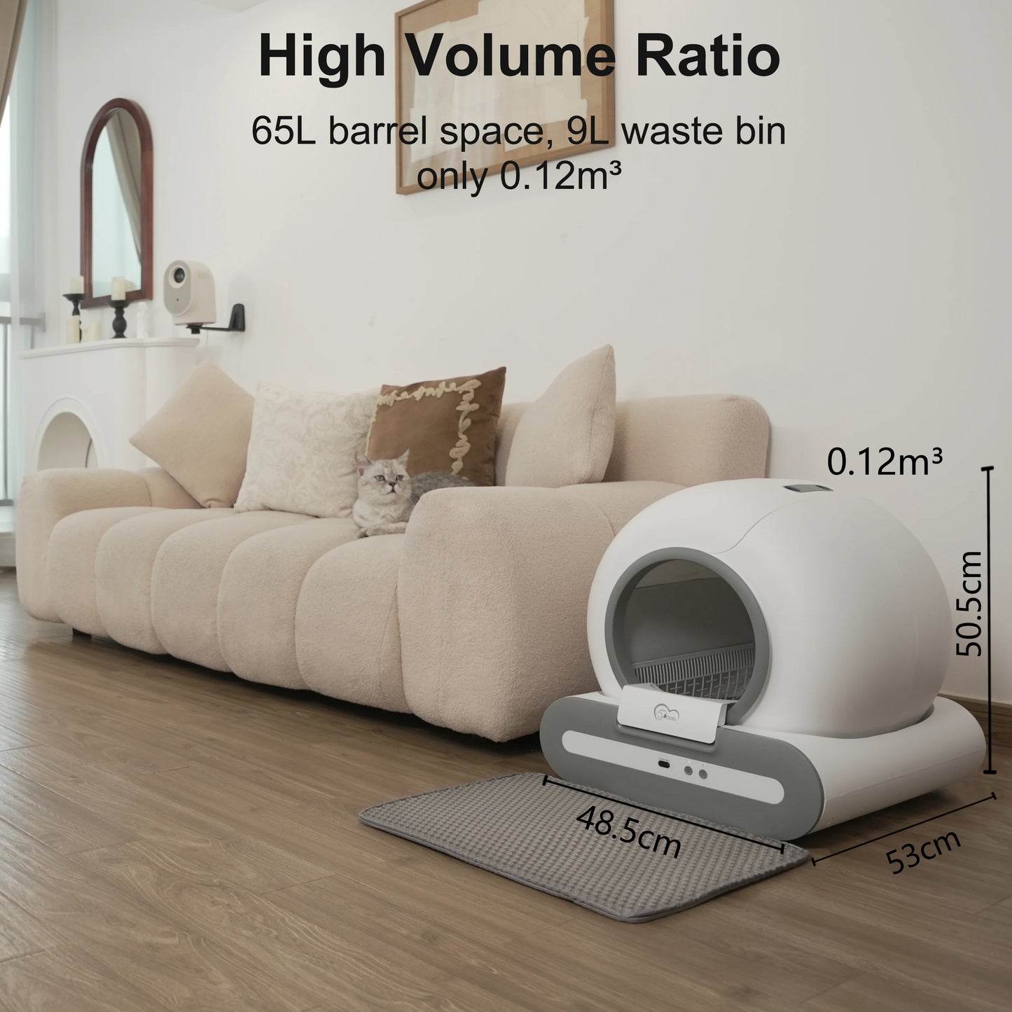 Automatic Cat Litter Box Self Cleaning with App Control & Cat Litter Mat