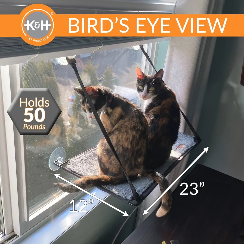 EZ Mount Window Cat Bed Single Level Perch 12x23in Suction