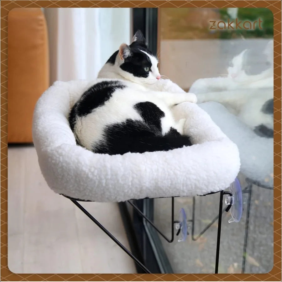 Cat Window Perch Metal ported from Below Comes with Warm Spacious Pet Bed