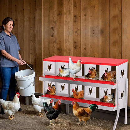 Chicken Nesting Box with Bracket Legs 6/8/10 Compartment Metal Chicken Laying Boxes for Chicken Coop Hens