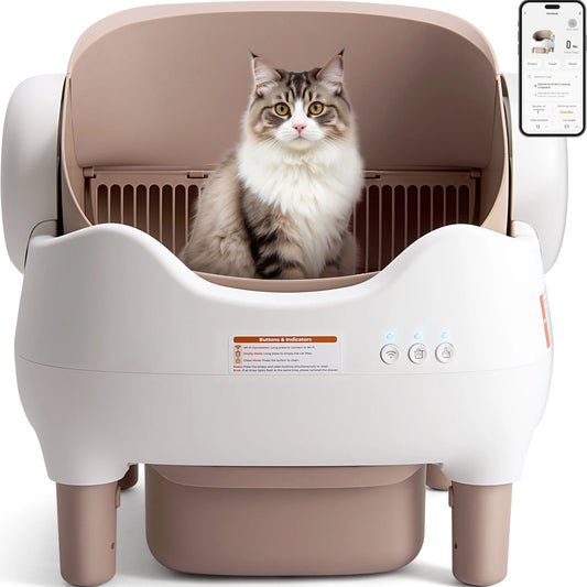 Self Cleaning Litter Box,  Large Waste Bin, Open-Top for Multi Cats