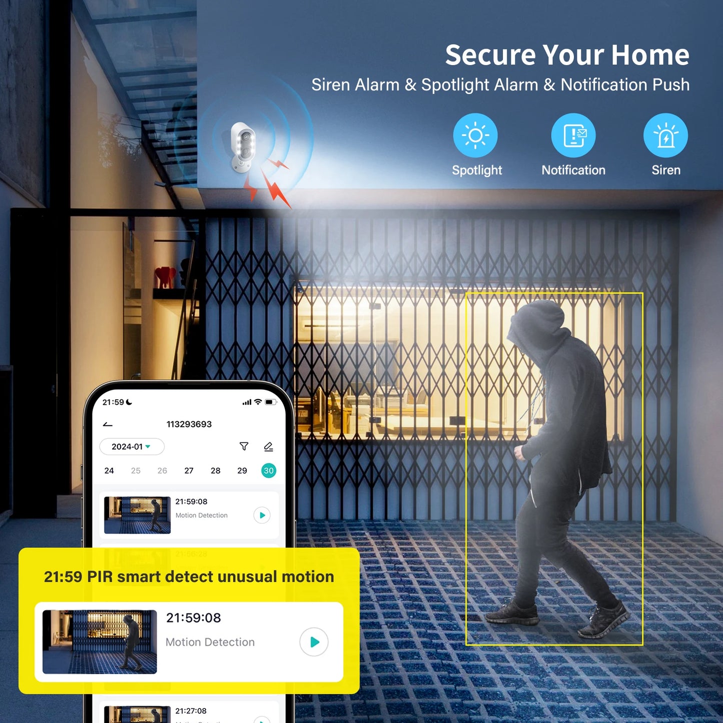 Security Outdoor Home Camera Wireless Battery Powered with Color Night Vision Two-Way Talk