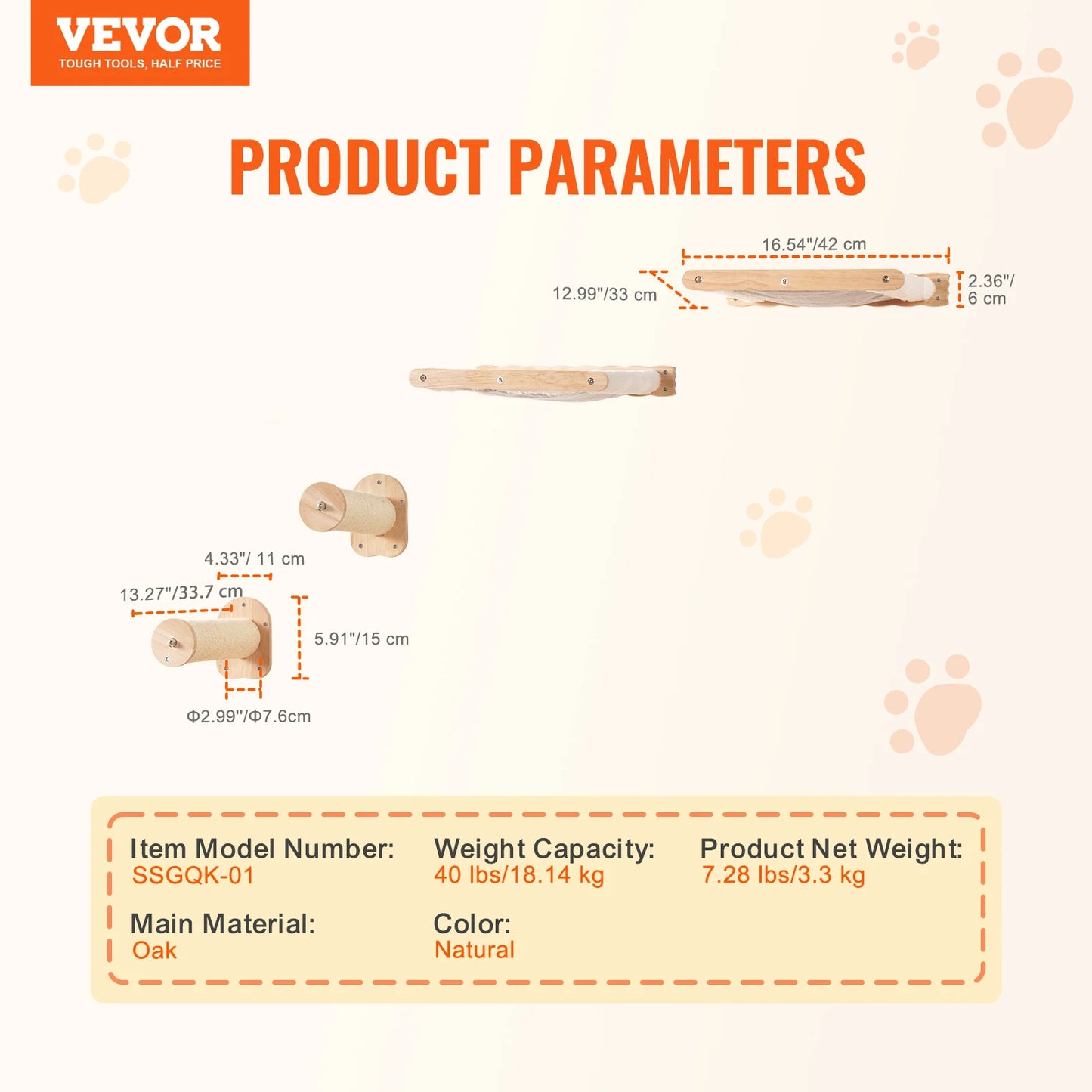 VEVOR Wall Mounted Cat Shelves And Perches with Jumping Boards.