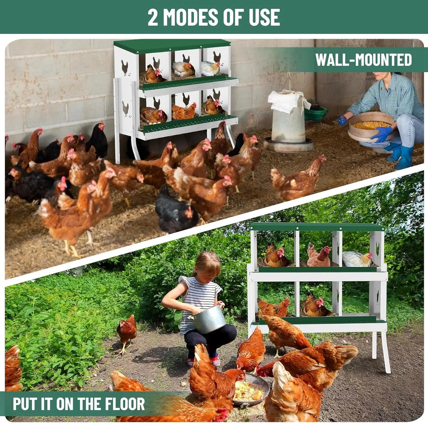Chicken Nesting Box with Bracket Legs 6/8/10 Compartment Metal Chicken Laying Boxes for Chicken Coop Hens