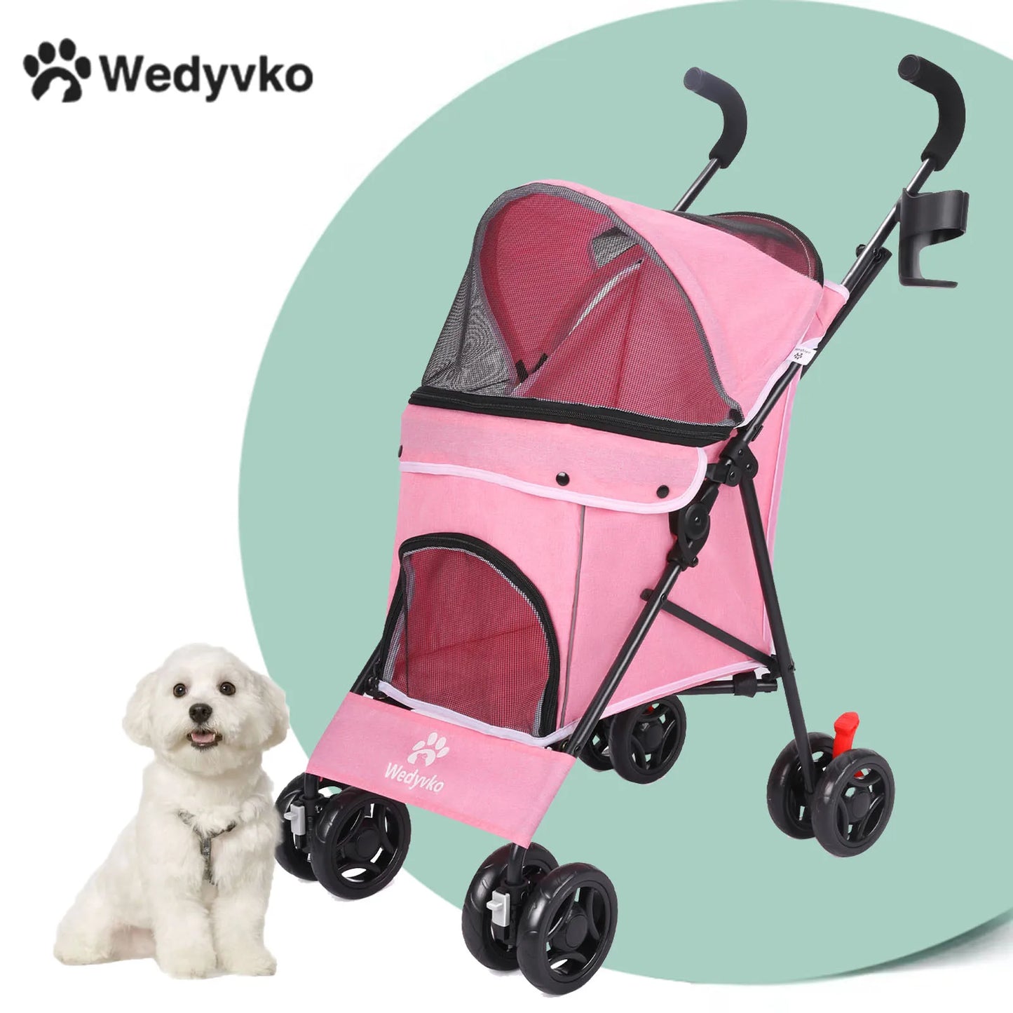 Outdoor Pet Stroller Cat Dog Travel Breathable Pet Stroller Lightweight Folding Universal Wheels Small Medium Pet Stroller